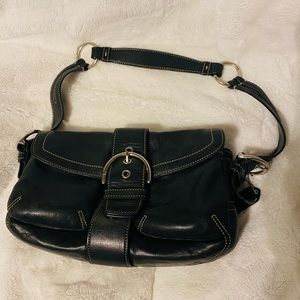 Coach black leather shoulder bag
